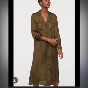 H&M “Silk Look” Olive Green Dress